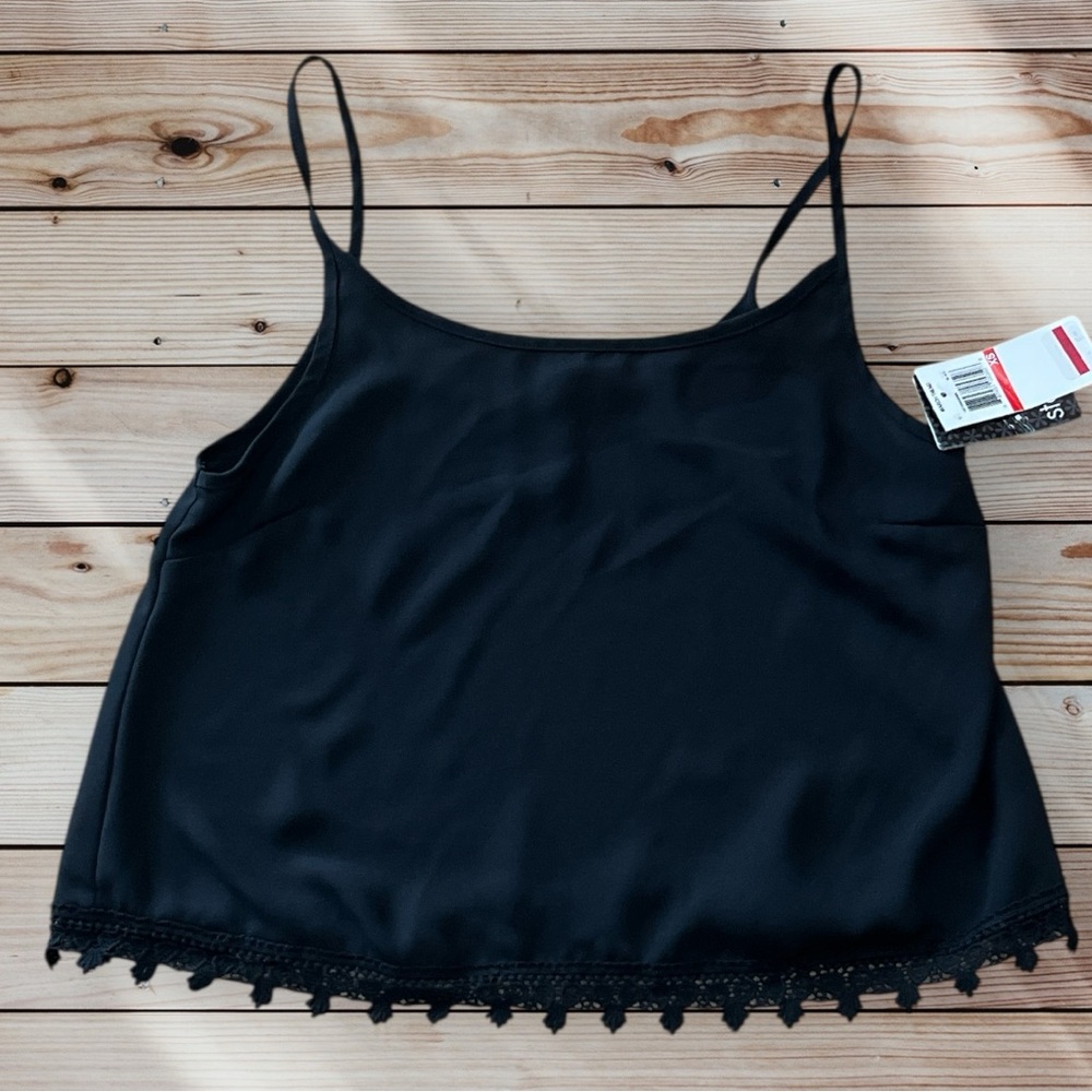 Stoosh Black Lace Trim Cami Tank Top XS